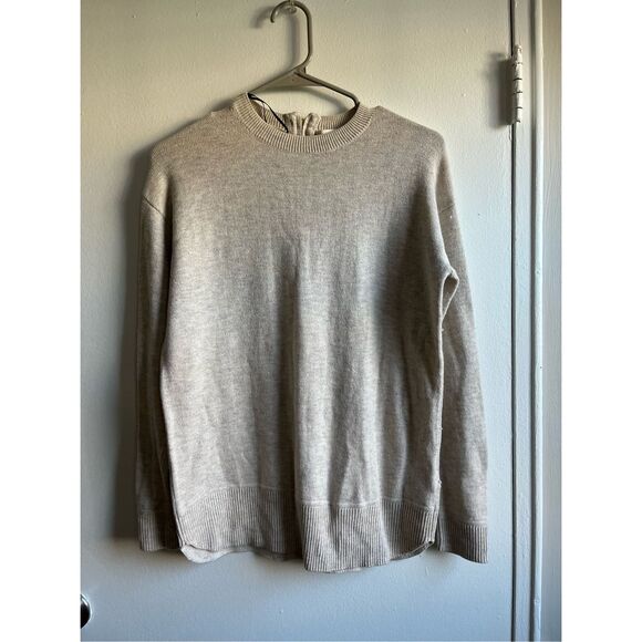 H&M Sweaters - H&M Conscious XS Womens Neutral Cream High Neck Zip Back Sweater Natural